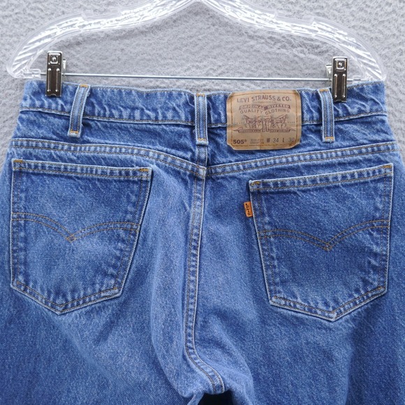 Levis Mens 505 Regular Fit Straight Leg Jeans Size 34x30* Blue Denim Mid Rise - Picture 4 of 12